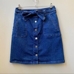 A New Day | Denim Button Down A-Line Tie Skirt